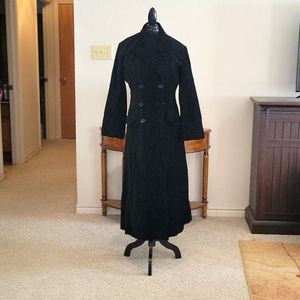 Newport News Full-Length Black Velveteen Double-Breasted Coat Size 12P